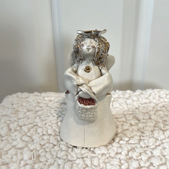 Handmade Ceramic Angel Bell - beautiful detail!  Interior bell is very subtle. - Picture 1 of 6